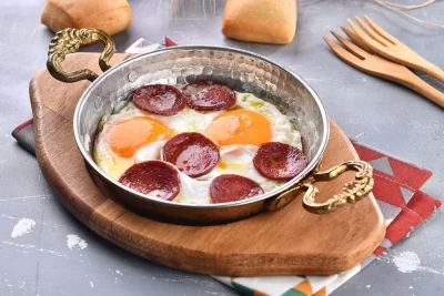 Sunny side up with pepperoni